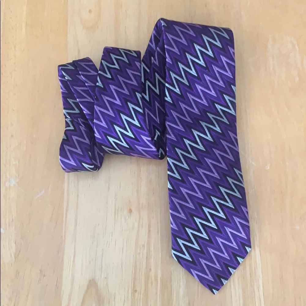 Missoni silk tie purple Gray zigzag